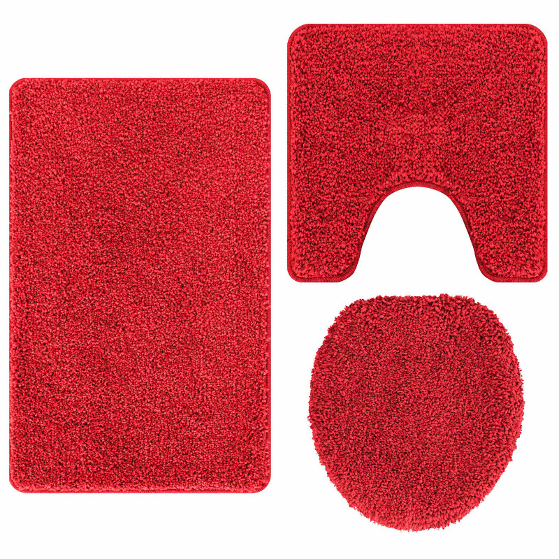 Zestaw mat łazienkowych antypoślizgowych 3 pcs Czerwony PP