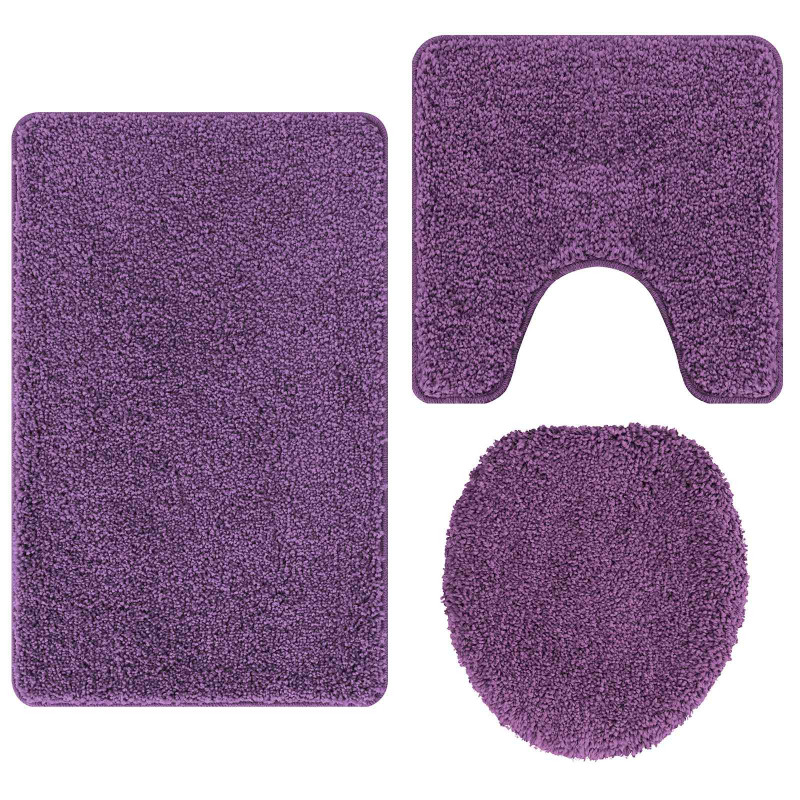 Zestaw mat łazienkowych antypoślizgowych 3 pcs Fioletowy PP