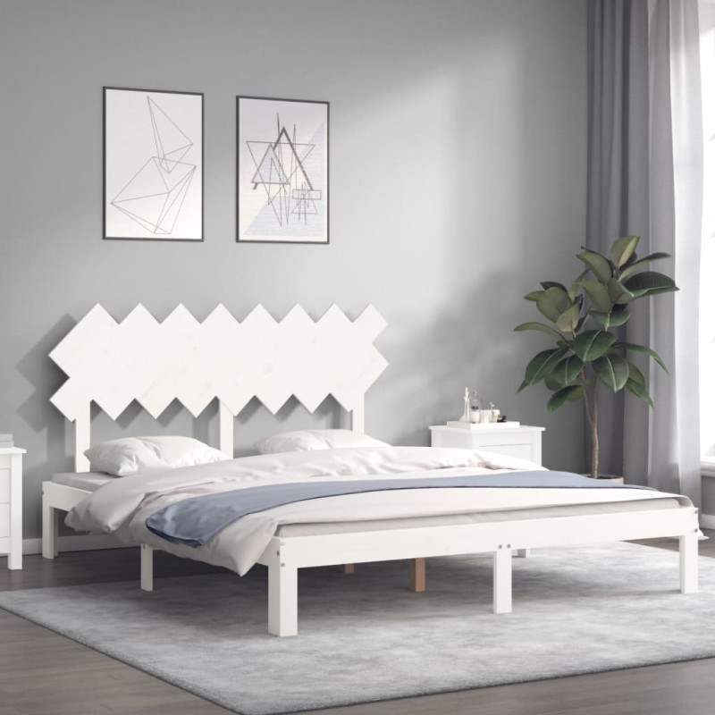 Rama łóżka bez materaca, biała, 160x200 cm, lite drewno sosnowe