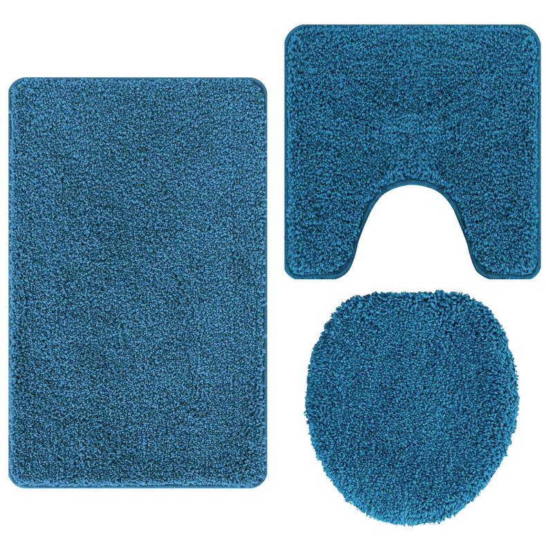 Zestaw mat łazienkowych antypoślizgowych 3 pcs Niebieski PP