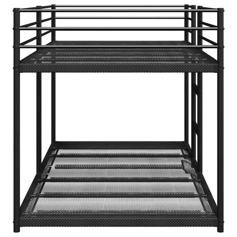 Łóżko piętrowe bez materaca, czarne, 107x203 cm, stal