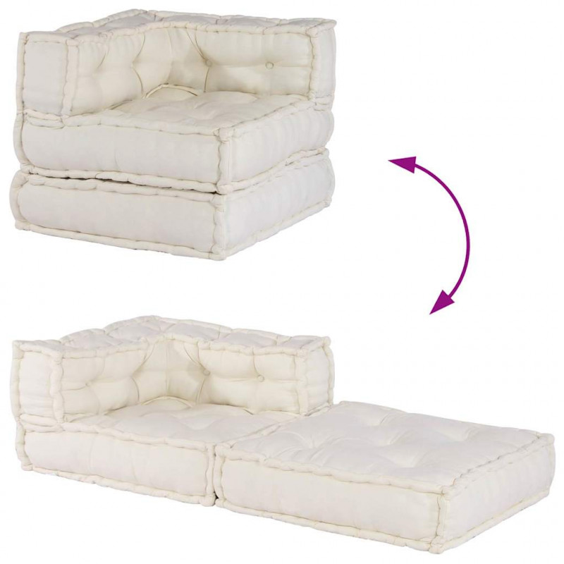Modułowa sofa w kolorze kremowym, 70x70x54, tkanina