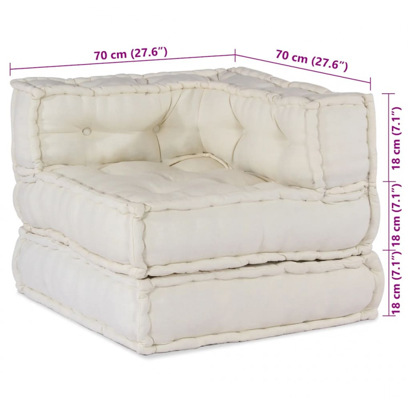 Modułowa sofa w kolorze kremowym, 70x70x54, tkanina