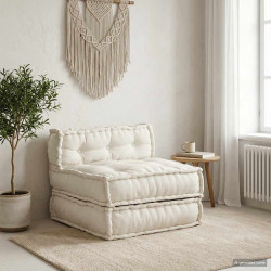 Modułowa sofa w kolorze kremowym, 70x70x54, tkanina