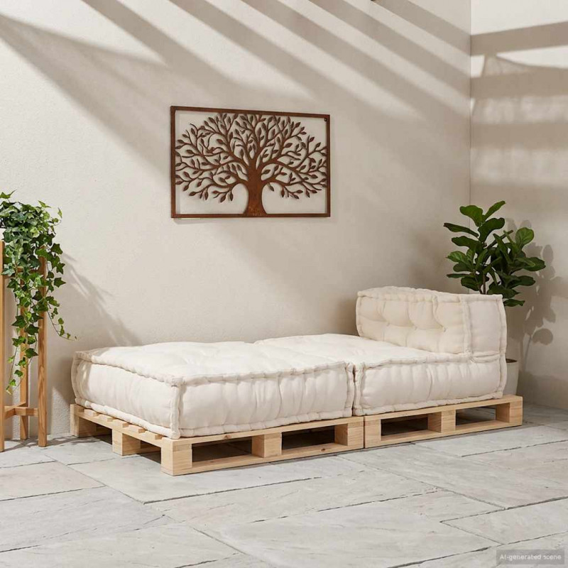 Modułowa sofa w kolorze kremowym, 70x70x54, tkanina