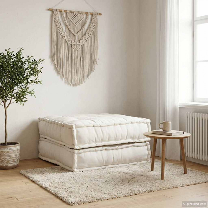 Modułowa sofa kremowa 70x70x36 Tkanina