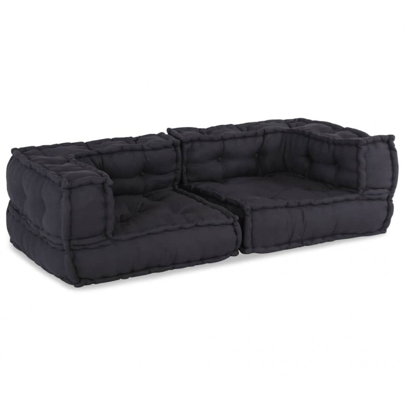 2-osobowa sofa modułowa, antracytowa, 140x70x36, tkanina