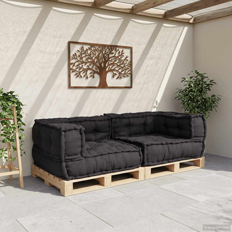 2-osobowa sofa modułowa, antracytowa, 140x70x36, tkanina