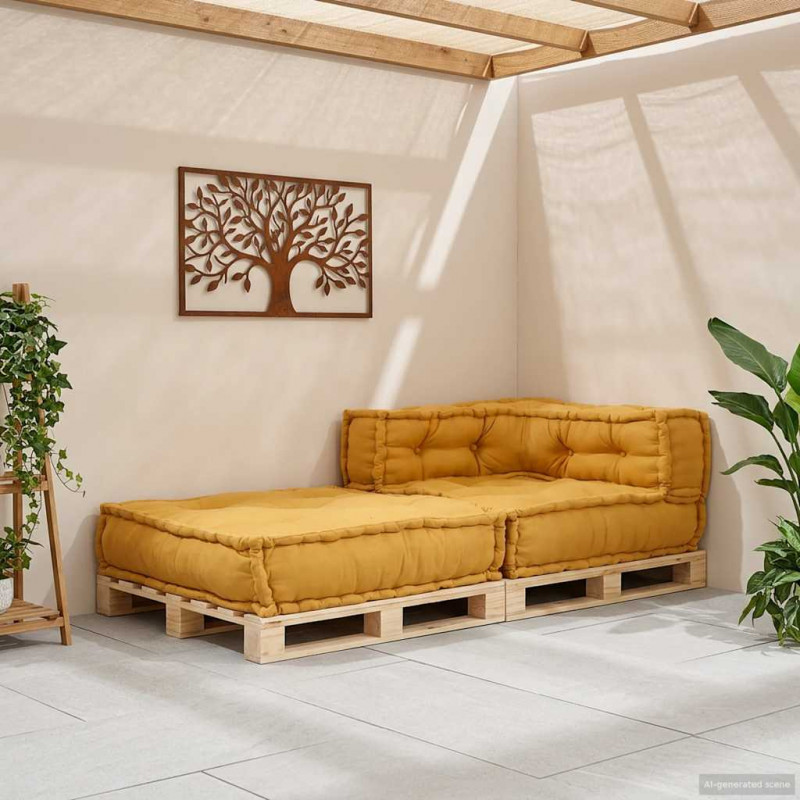 Modułowa sofa, żółty, 70x70x54, tkanina