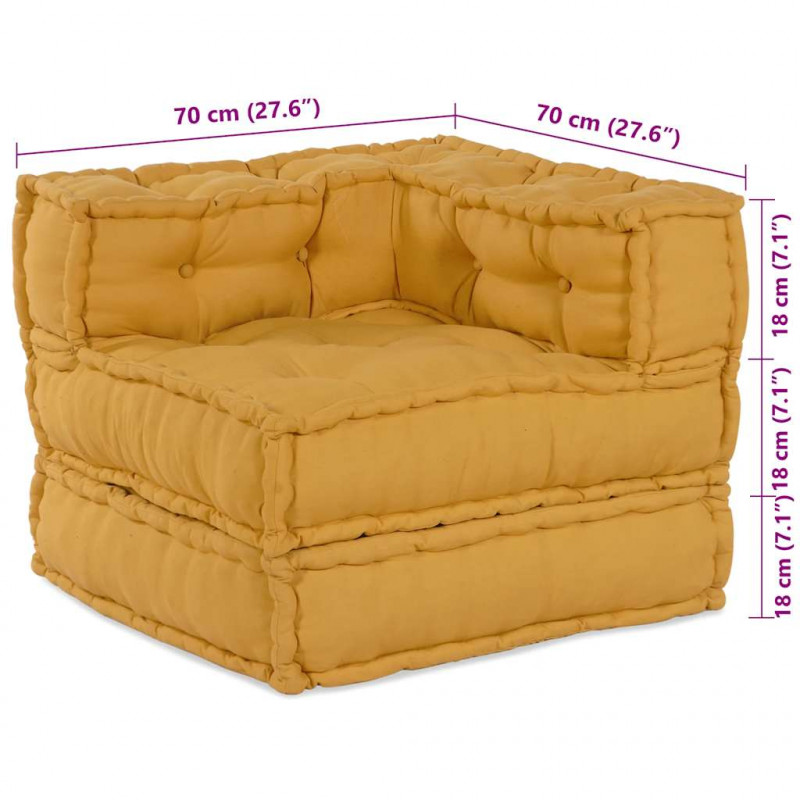 Modułowa sofa, żółty, 70x70x54, tkanina