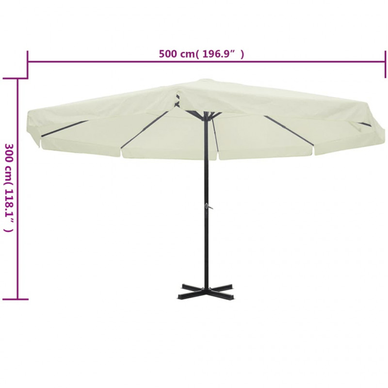 Parasol z aluminium, 500 cm, biały