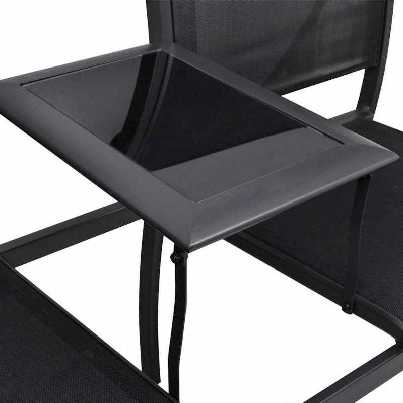 Ławka ogrodowa dla 2 osób, 131 cm, stal i textilene, czarna