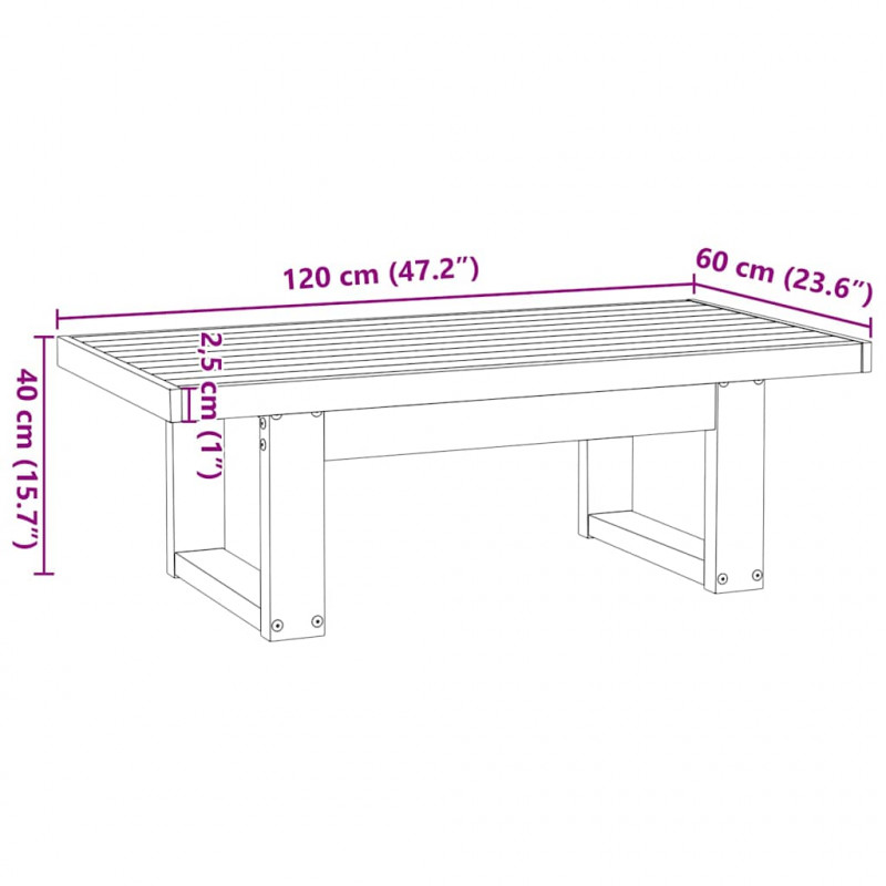 Stolik kawowy, NOAIN, 120x60x40 cm, lite drewno sosnowe