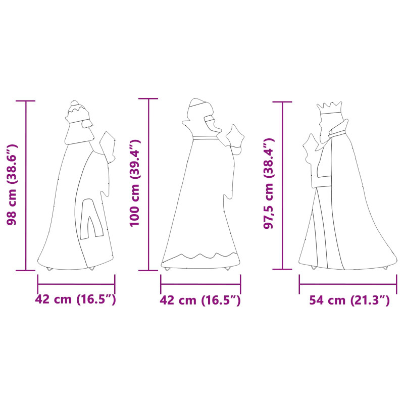 Oświetlenie Choinkowe 3 Króli 3 pcs Ciepła biel 105 cm tkanina
