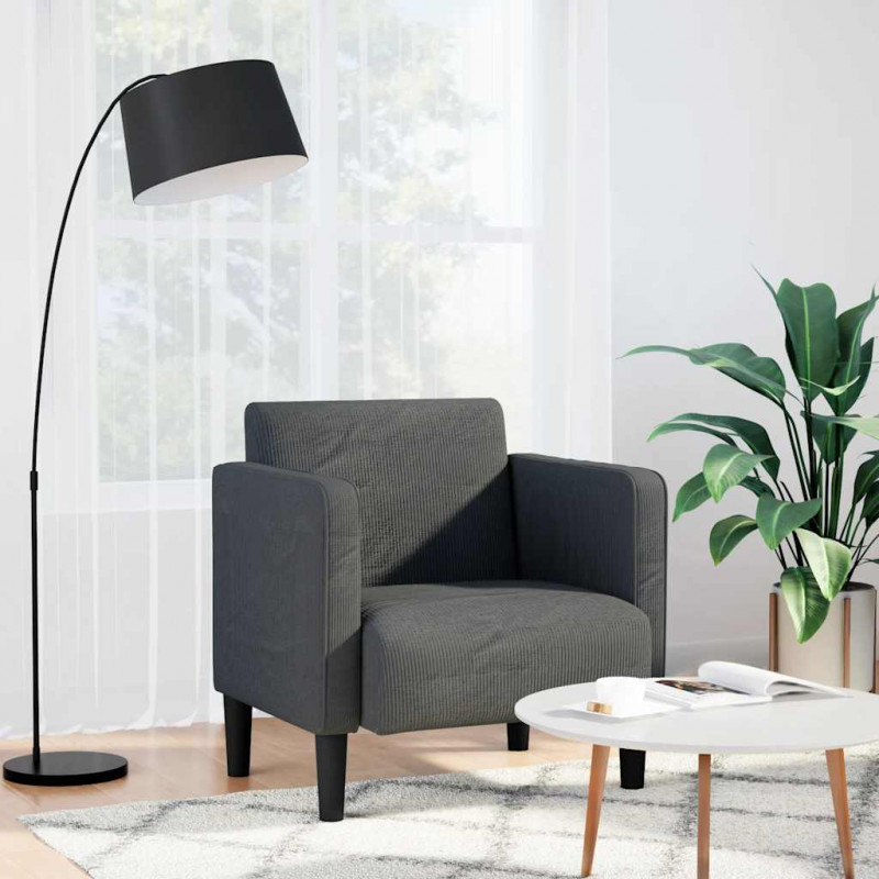 Sofa Fotel z Podłokietnikami Ciemnoszary 54 cm Tkanina Corduroy