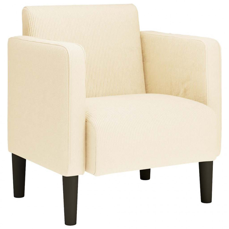 Sofa Fotel z Podłokietnikami Kremowy 54 cm Tkanina Corduroy