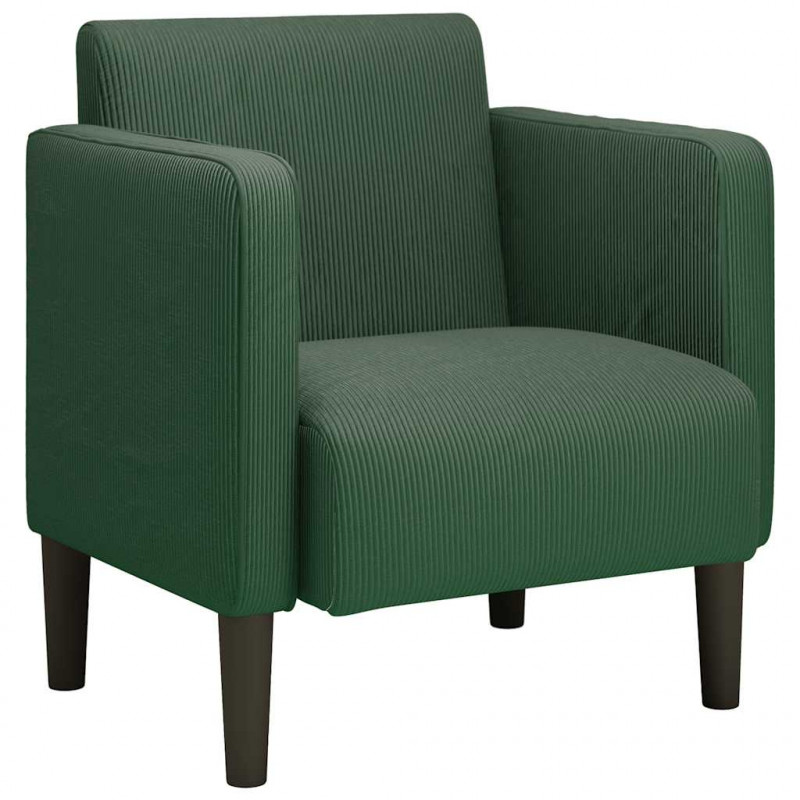 Sofa Fotel z Podłokietnikami ciemnozielona 54cm Tkanina Corduroy