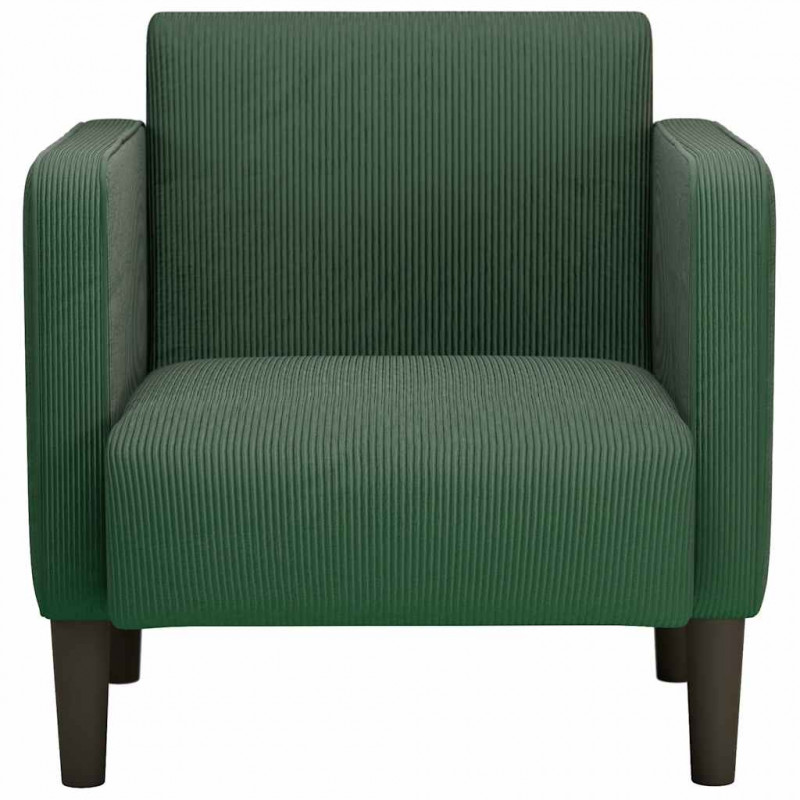 Sofa Fotel z Podłokietnikami ciemnozielona 54cm Tkanina Corduroy