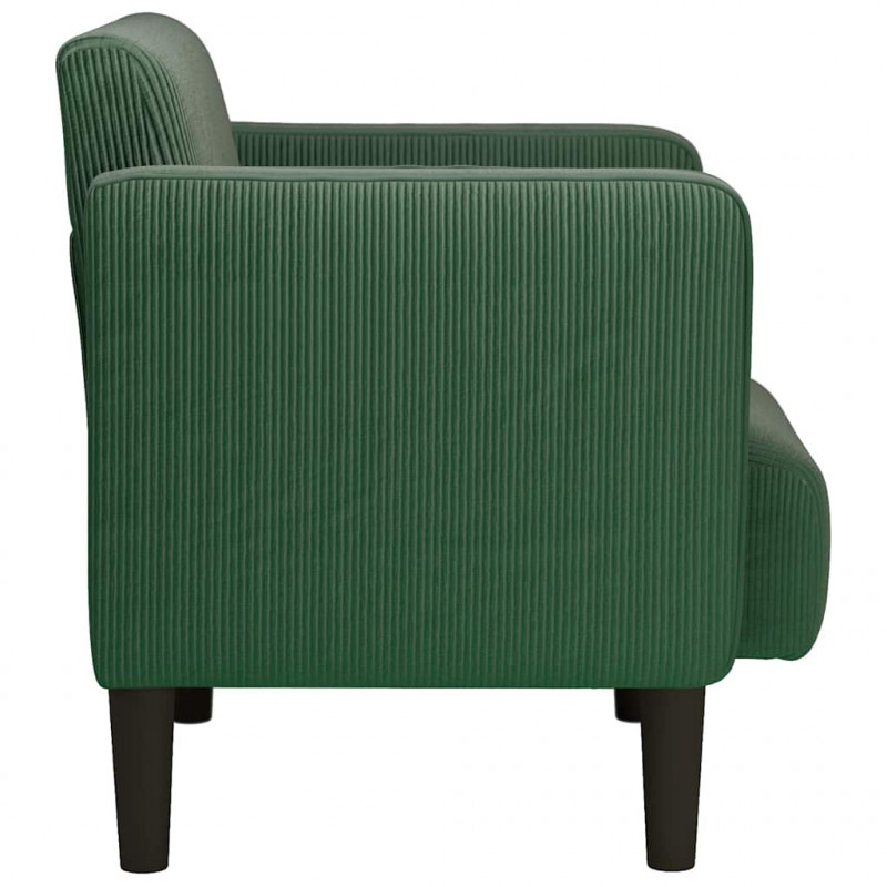 Sofa Fotel z Podłokietnikami ciemnozielona 54cm Tkanina Corduroy