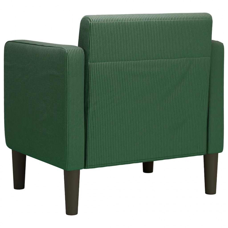 Sofa Fotel z Podłokietnikami ciemnozielona 54cm Tkanina Corduroy