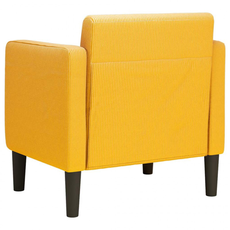 Sofa Fotel z Podłokietnikami Jasnożółty 54 cm Tkanina Kordowa