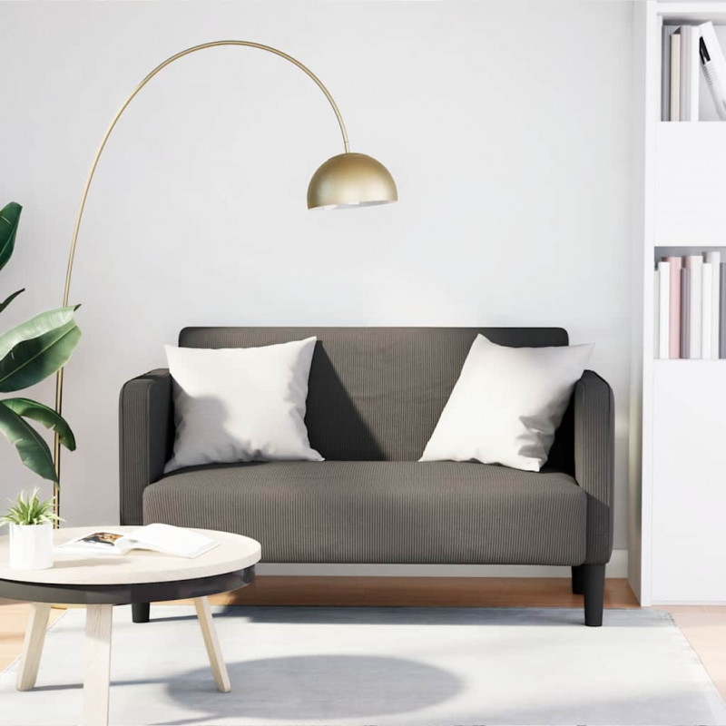 Sofa dwuosobowa jasnoszara 109 cm Tkanina sztruksowa