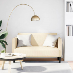 Sofa dwuosobowa kremowa 109 cm Tkanina sztruksowa