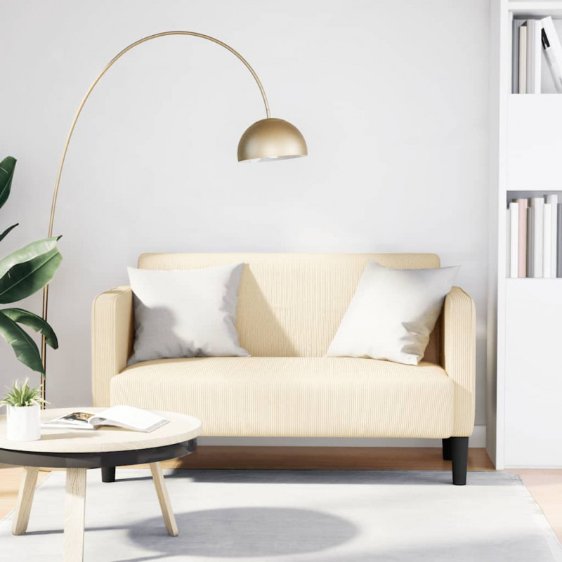 Sofa dwuosobowa kremowa 109 cm Tkanina sztruksowa
