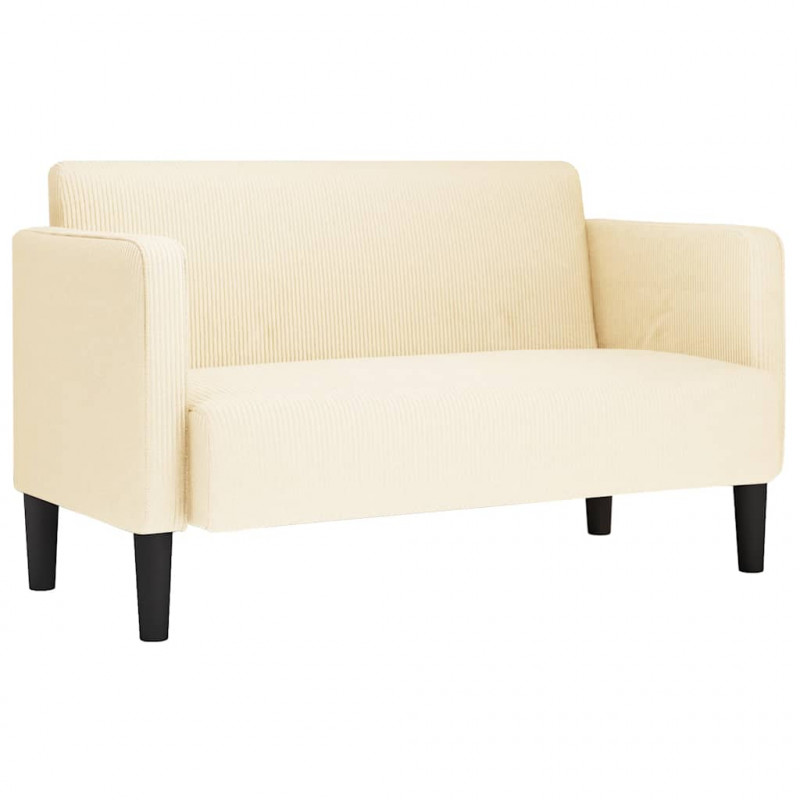 Sofa dwuosobowa kremowa 109 cm Tkanina sztruksowa