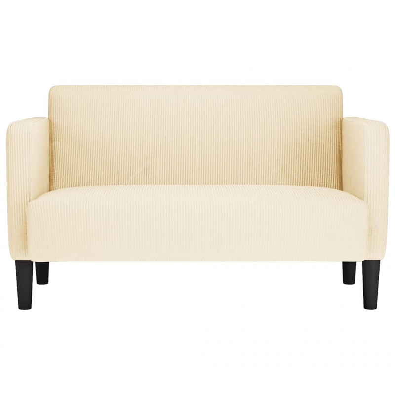 Sofa dwuosobowa kremowa 109 cm Tkanina sztruksowa