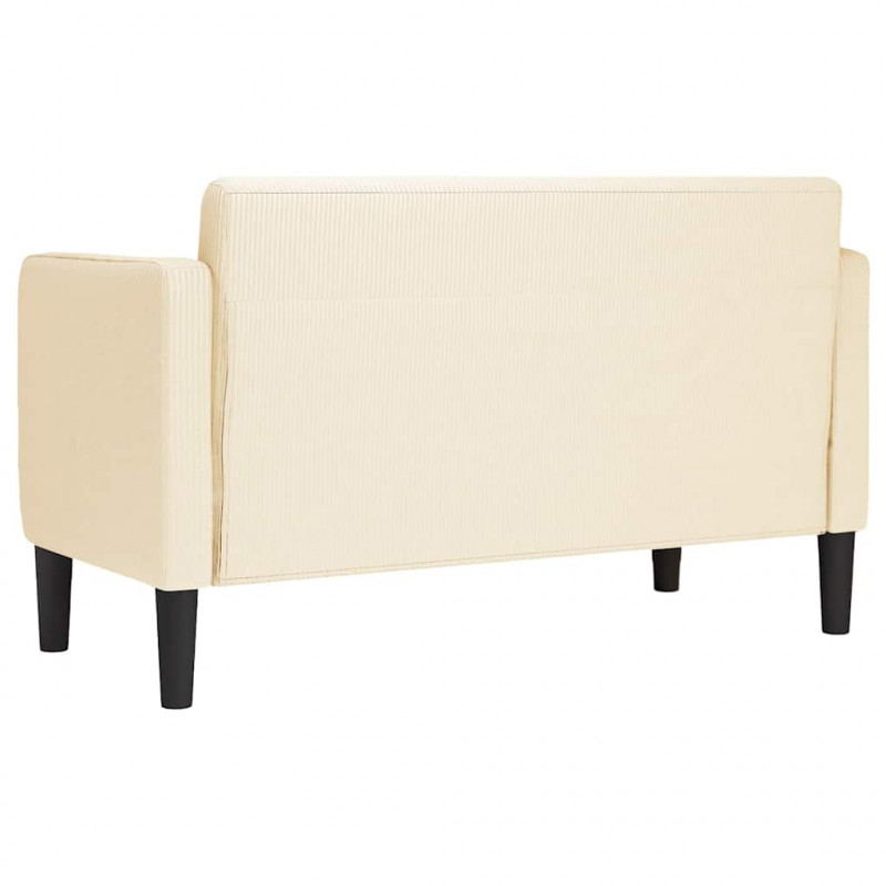 Sofa dwuosobowa kremowa 109 cm Tkanina sztruksowa