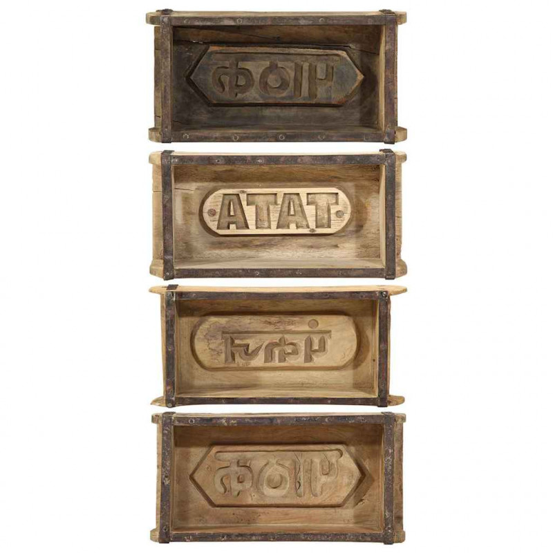 Taca Brązowy 30 x 15 x 9 cm Lite Drewno Recyklingowe