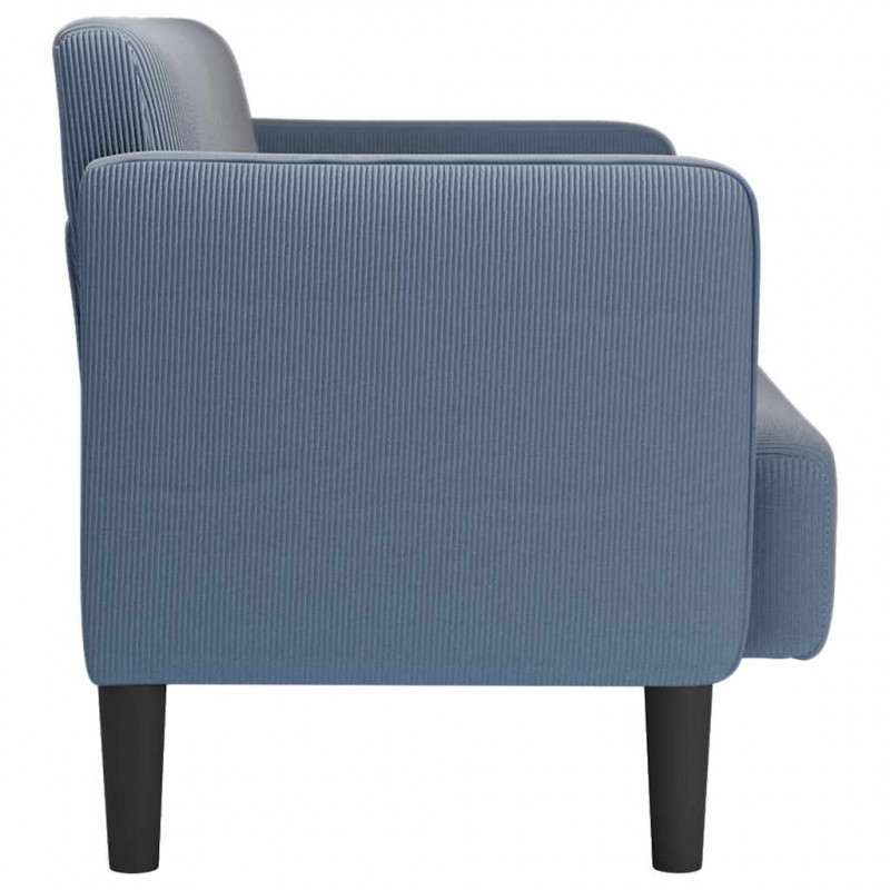 Sofa dwuosobowa niebieska 109 cm tkanina sztruksowa