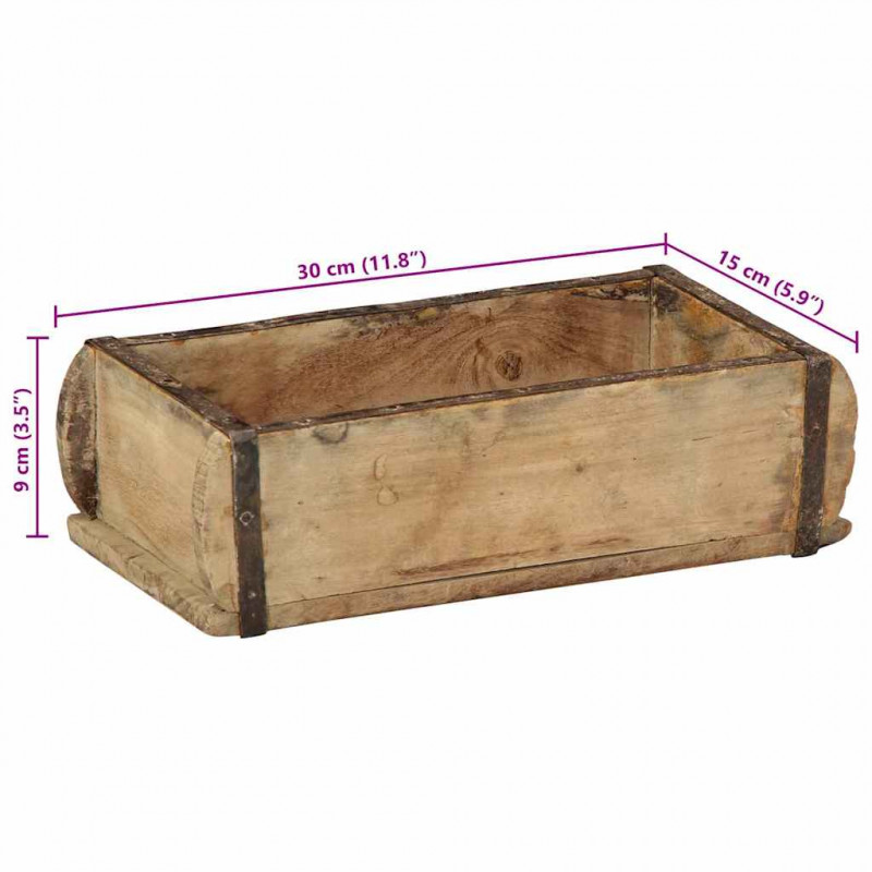 Taca Brązowy 30 x 15 x 9 cm Lite Drewno Recyklingowe