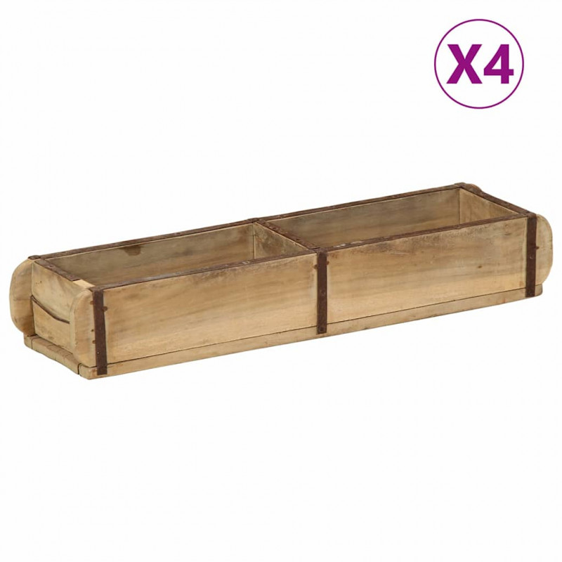 Taca 4 pcs Brązowy 57 x 15 x 9 cm Lite Drewno Recyklingowe