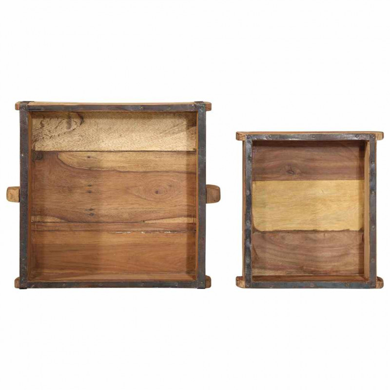Taca 2 pcs Brązowy 29 x 31 x 10 cm Lite Drewno Recyklingowe