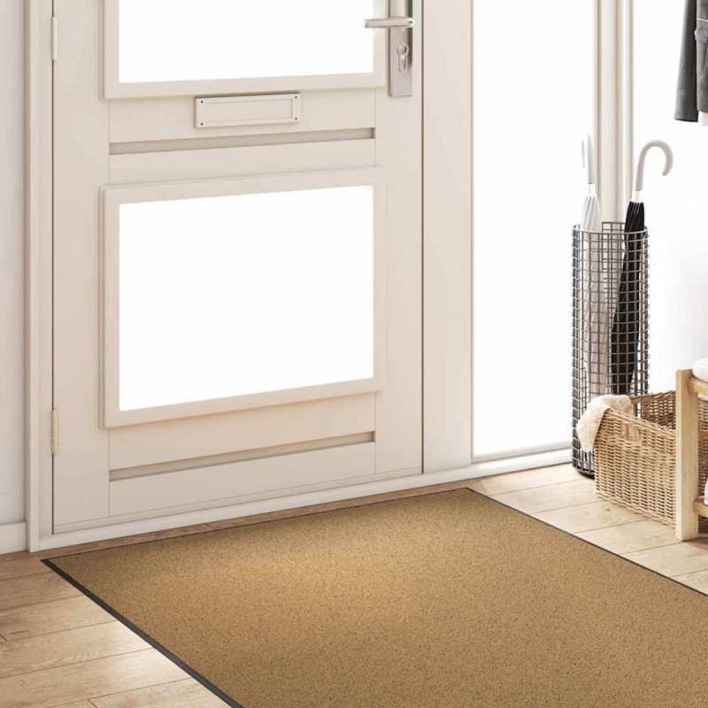 Dywanik wejściowy Kremowy i czarny 120 x 300 cm Poliamid i PVC