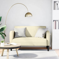 Sofa dwuosobowa kremowa 110 cm ze skóry ekologicznej