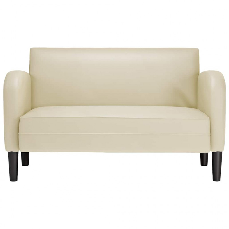 Sofa dwuosobowa kremowa 110 cm ze skóry ekologicznej