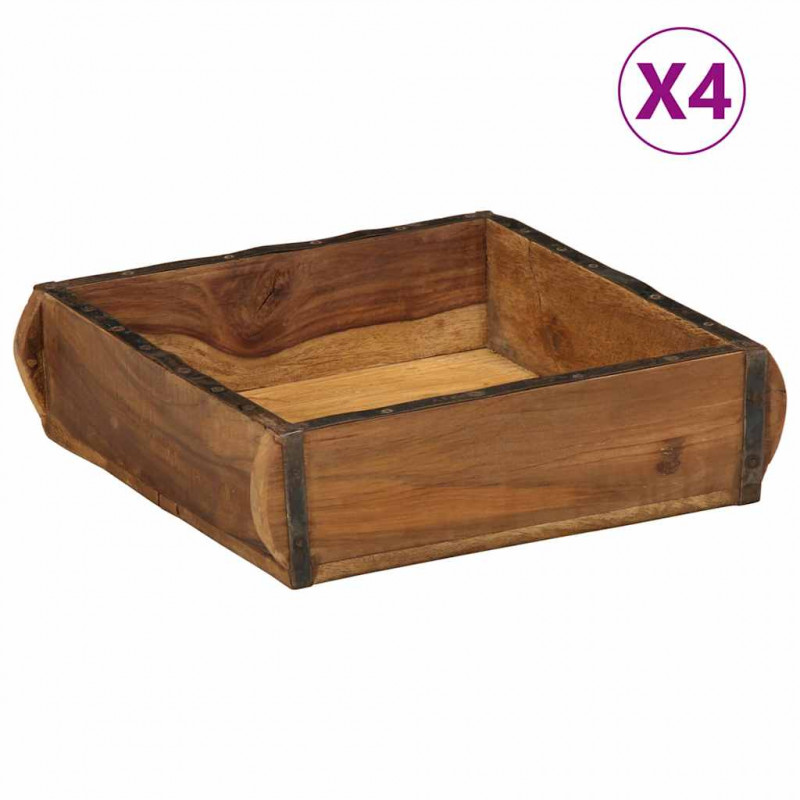 Taca 4 pcs Brązowy 29 x 31 x 10 cm Lite Drewno Recyklingowe