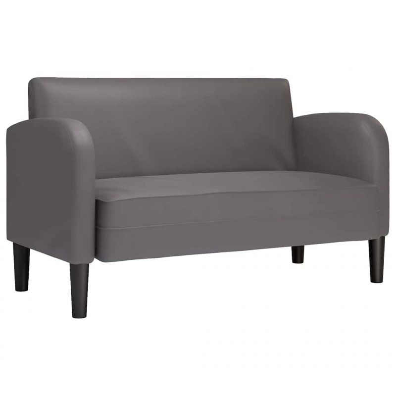 Sofa dwuosobowa Szara 110 cm Skóra ekologiczna