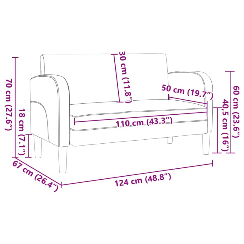 Sofa dwuosobowa Cappuccino 110 cm Skóra ekologiczna