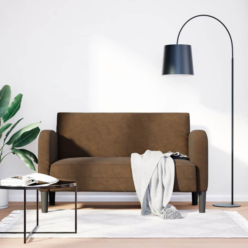 Sofa dwuosobowa brązowa 110 cm sztuczna skóra