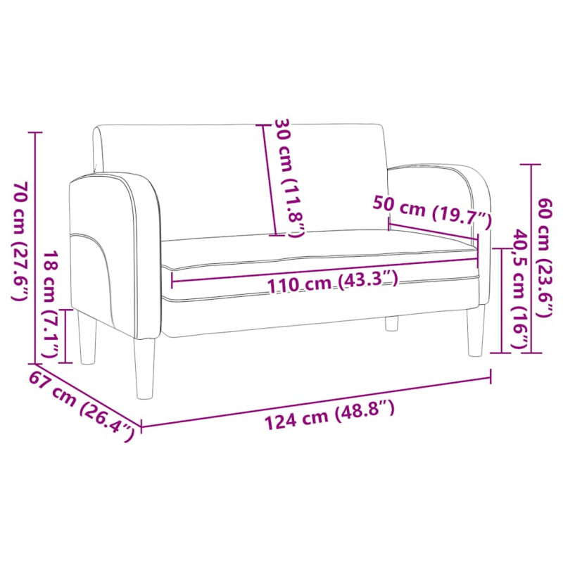 Sofa dwuosobowa ciemnoszara 110 cm sztuczna skóra
