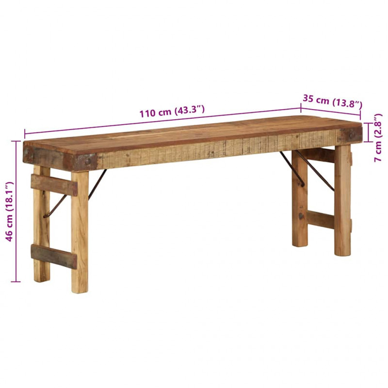 ławka Naturalny 110 x 35 x 46 cm Stare Drewno z Recyklingu