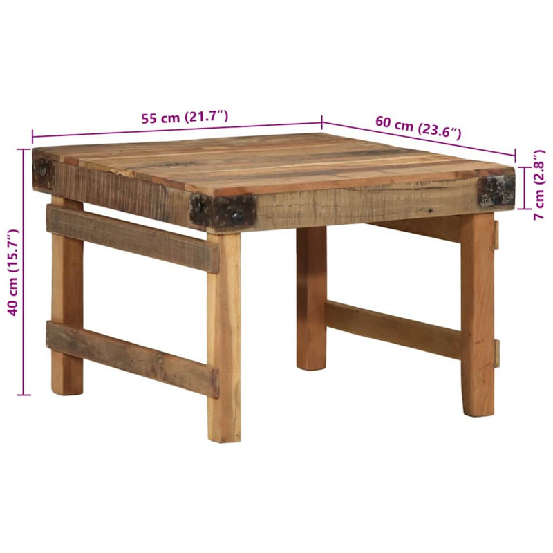 Stolik kawowy Brązowy 60 x 55 x 40 cm Lite Drewno Recyklingowe