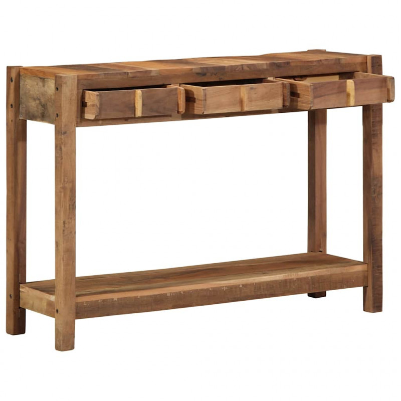 Konsola Brązowy 107 x 33 x 76 cm Lite Drewno Recyklingowe
