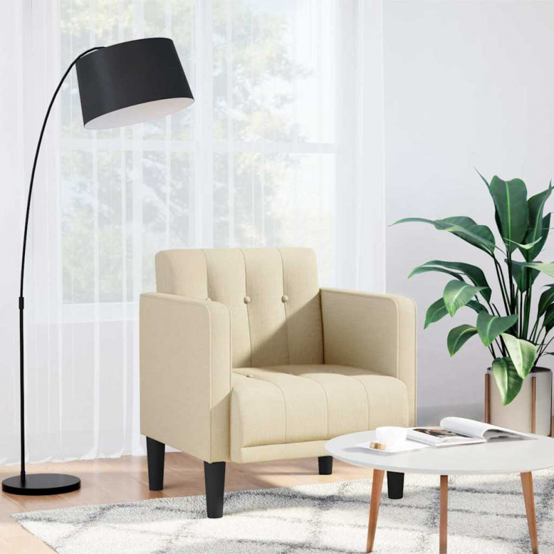 Sofa Fotel z Podłokietnikami Kremowy 53 cm Tkanina