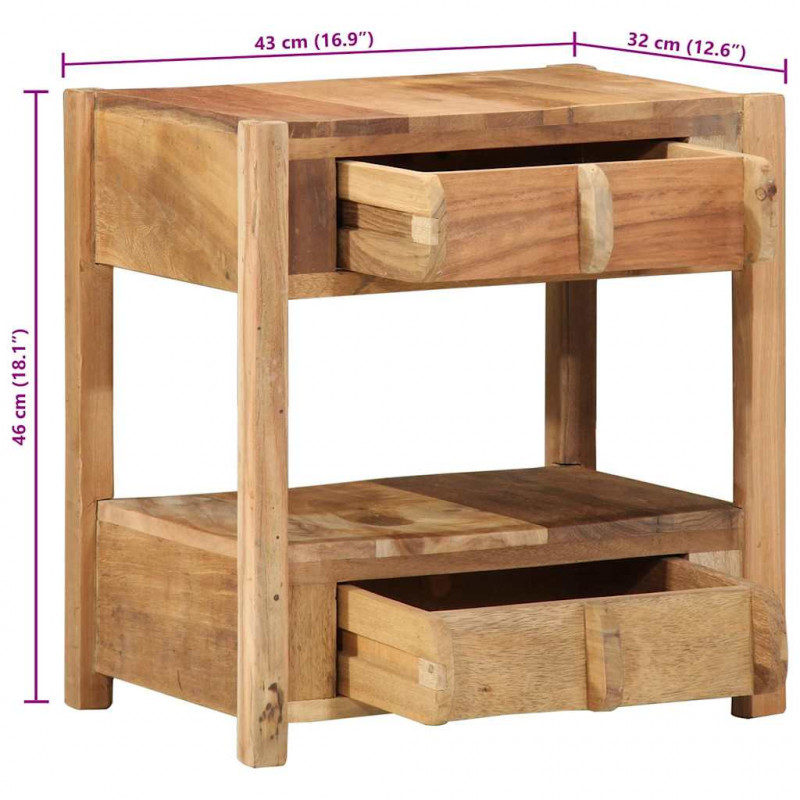 Stolik końcowy Brązowy 43 x 32 x 46 cm Lite Drewno Recyklingowe