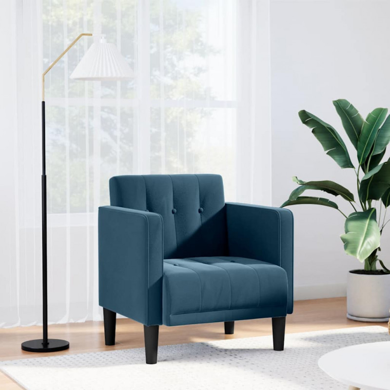 Sofa Fotel z Podłokietnikami Niebieski 53 cm Aksamit